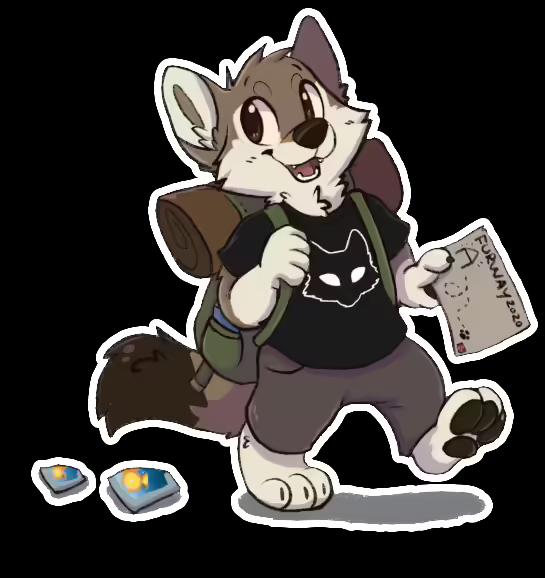 Artwork by ArtWah, a cheerful furry wolf holding the map to Furway